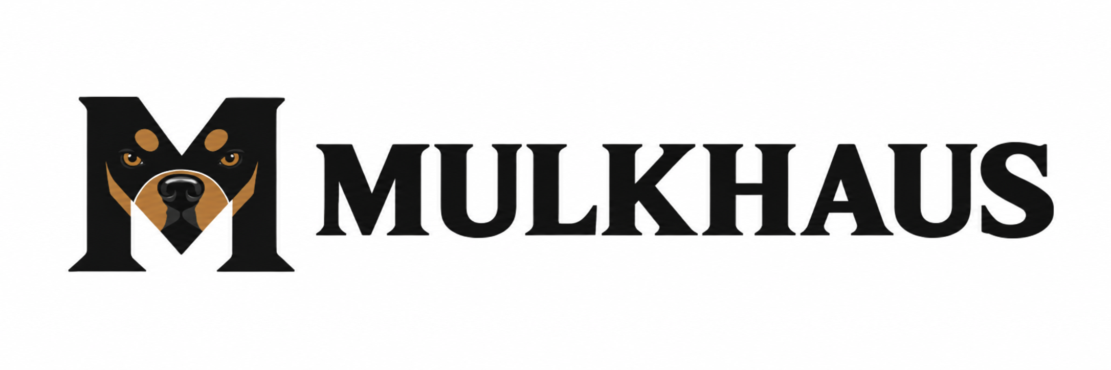 Mulkhaus Rottweiler bloodline logo with a dog inside the M
