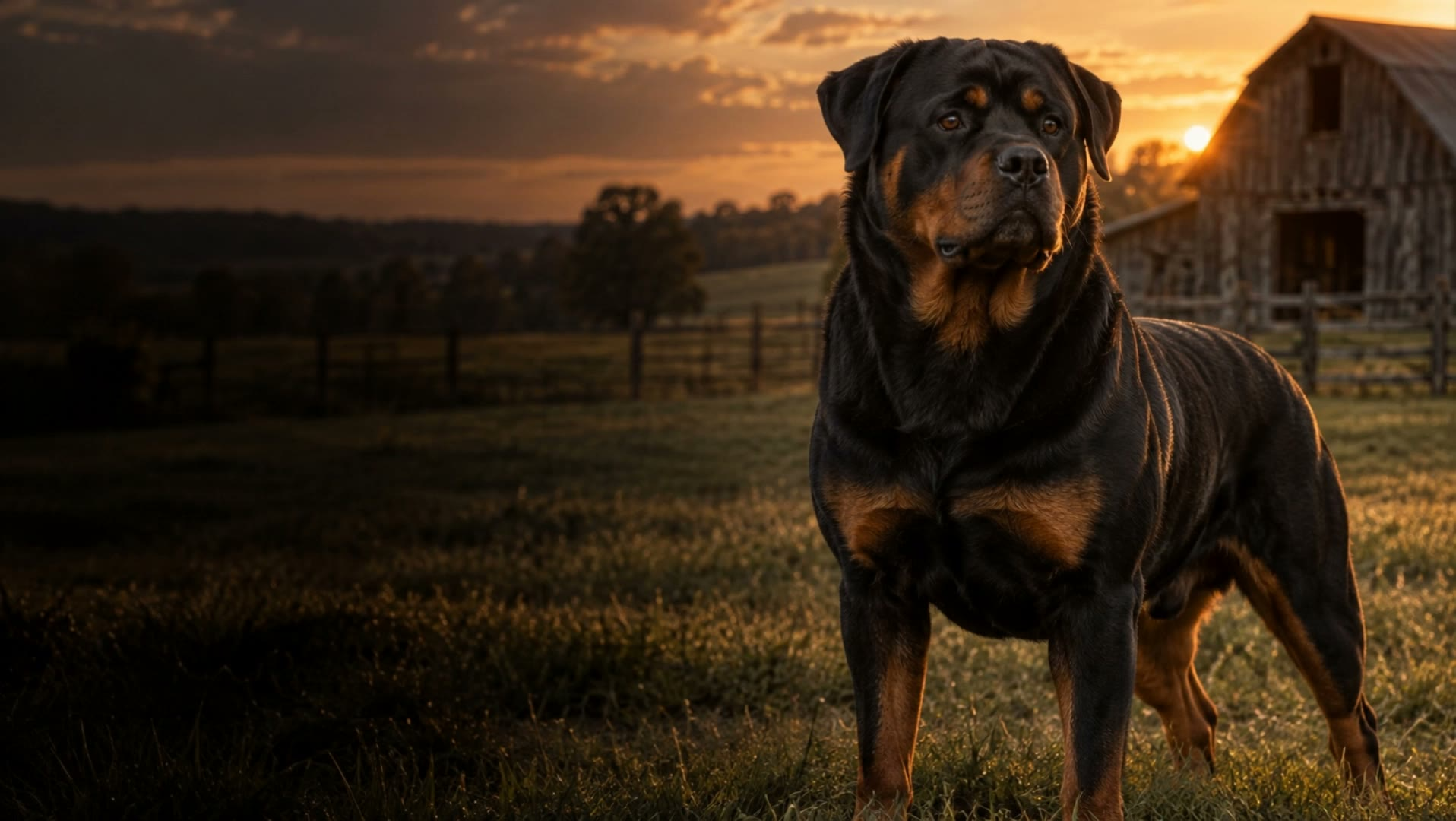 Black-and-mahogany Rottweiler standing in an Ohio field